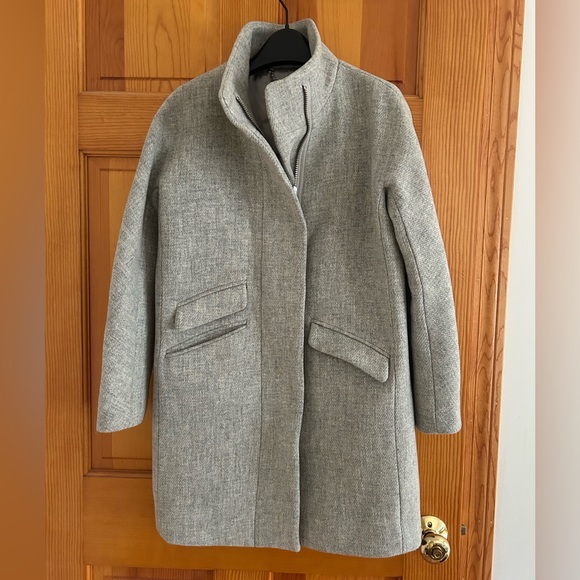 J.Crew Gray Italian Stadium Cocoon Coat 0 Petite - Picture 1 of 6